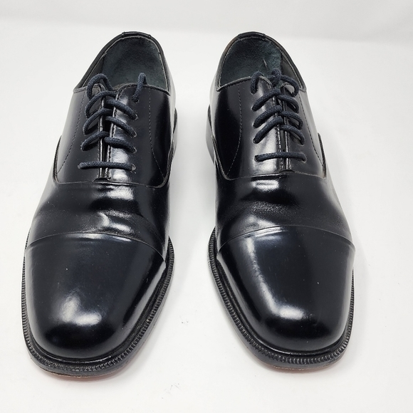 Florsheim Men's‎ Black Leather Cap Toe Oxfords 7.5 M Made In Brazil - Picture 1 of 11